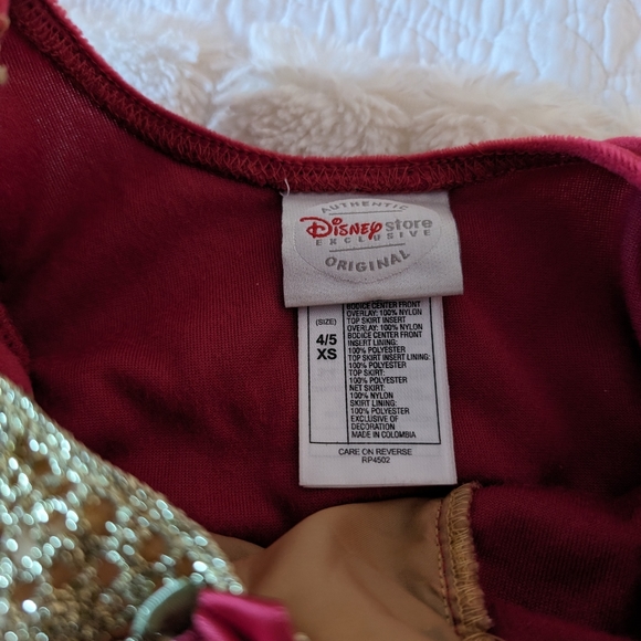 DELUXE Disney Holiday Princess Belle Red Christmas Holiday costume size 4/5 - Picture 4 of 11